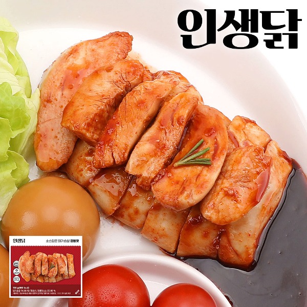 인생닭 소스담은 닭가슴살 슬라이스 짬뽕맛 130g 10팩