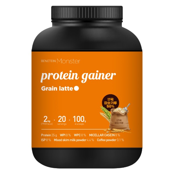 베네틴 몬스터 벌크업 프로틴 게이너 곡물라떼맛 2kg